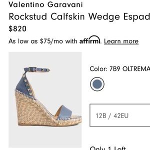 Valentino Garavani 
Rockstud Calfskin Wedge Espadrille Sandals